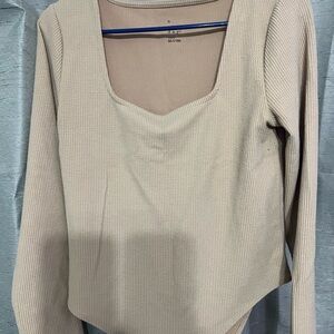 a new day Ribbed Cream Long Sleeve Bodysuit